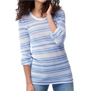 Tommy Bahama Blue and White Striped Knit Top